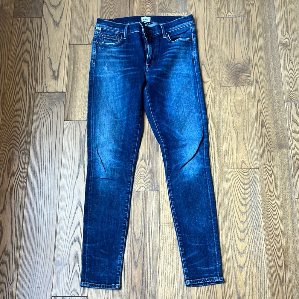 Citizens Of Humanity Blue high rise Skinny Jeans with Tapered Fit and Faded Look